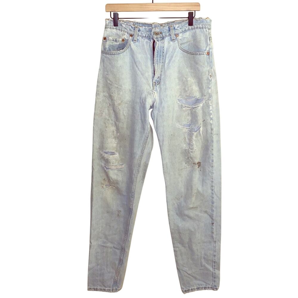 VNTG LEVIS destroyed high waisted mom jeans 33x36 grunge made in USA